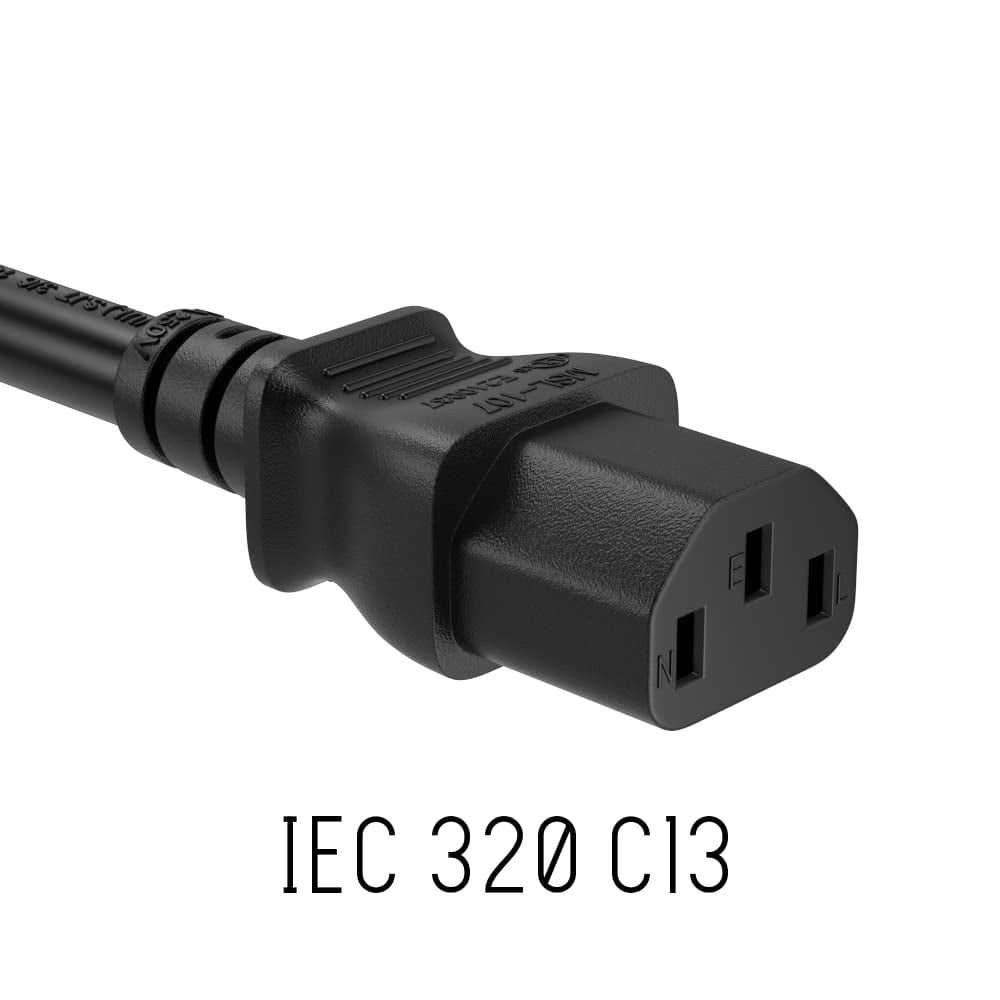 Cable Leader 10ft NEMA 5-15P to C13 Hospital Grade Power Cord 16 AWG, Black