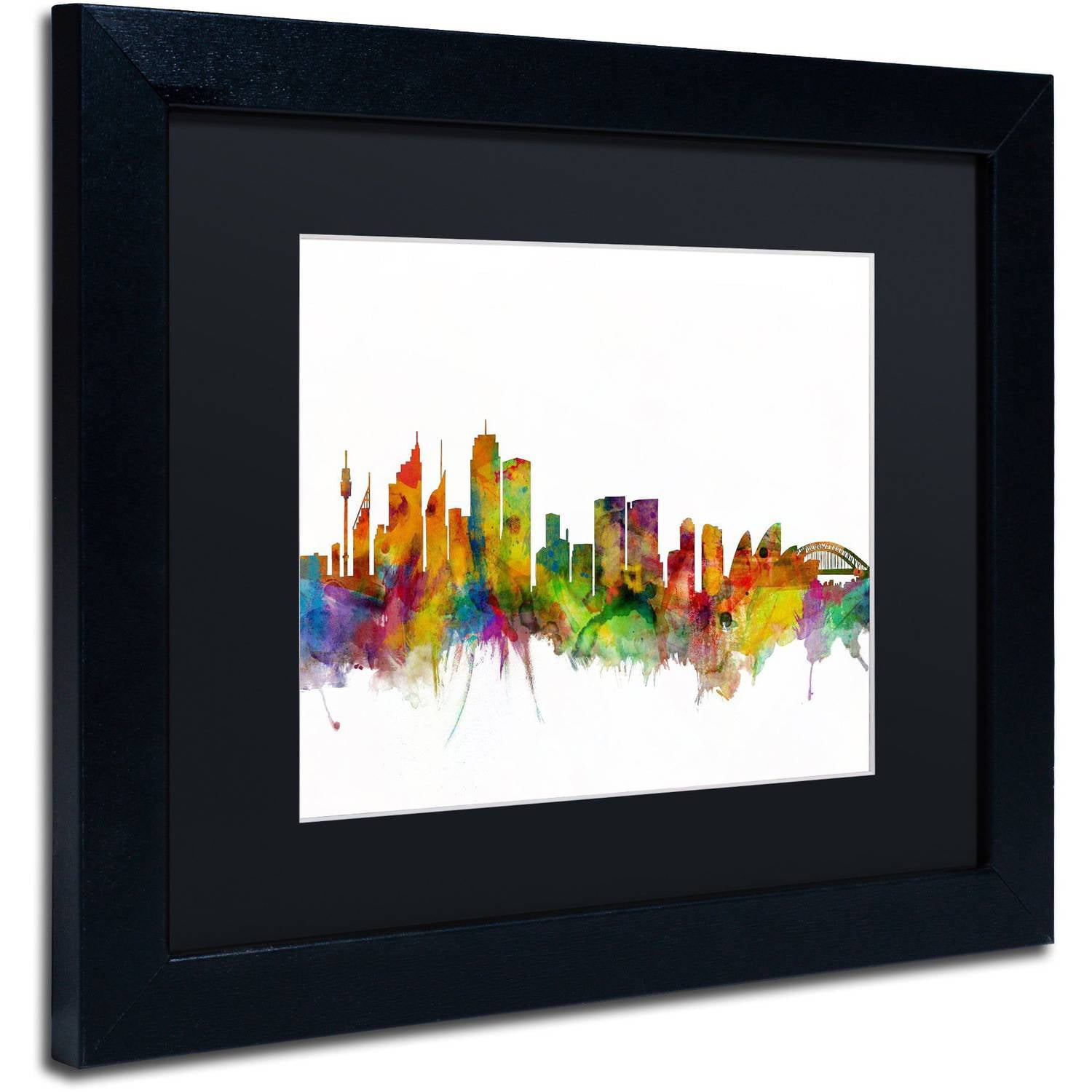 Trademark Fine Art "Sydney Australia Skyline IV" Canvas Art by Michael Tompsett Black Matte, Black Frame