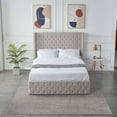 thumbnail image 2 of Velets Julien Contemporary Mid-Century Soft Padded Tufted Upholstered Platform Storage Bed with Hydraulic Gas Lift Storage - Wood Slat System & Smart Hydraulic Under-Bed Storage (Light Gray, Queen), 2 of 5