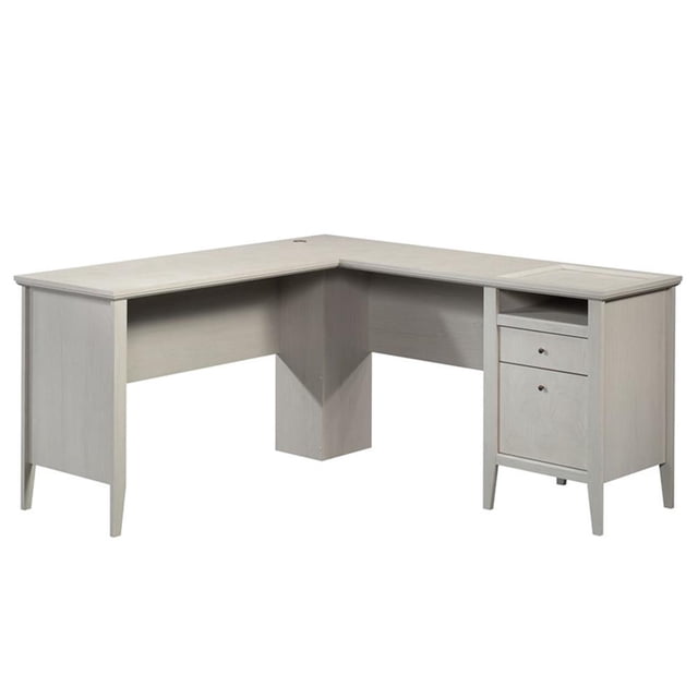 Sauder Larkin Ledge Engineered Wood L-Desk in Glacier Oak Finish