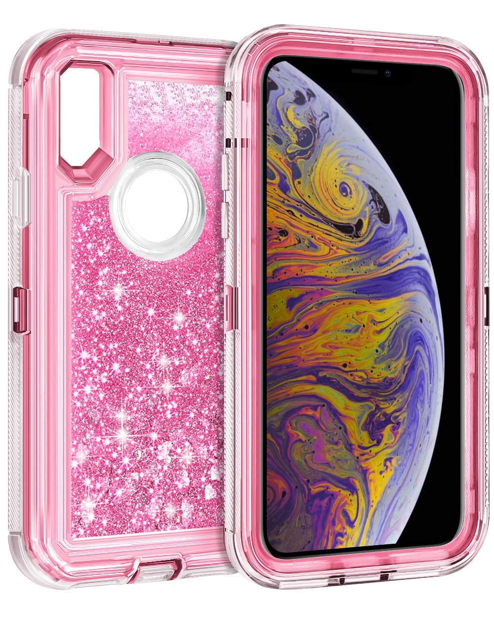 Floating Glitter Case Iphone X 5 8 Luxury Sparkle Bling Floating Glitter Case Iphone X 5 8 Luxury Sparkle Bling Quicksand Liquid Cover Clear Heavy Duty Per Dual Layer Anti Drop Pc Frame Tpu Back
