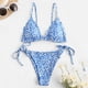 thumbnail image 2 of Gibobby Conjunto de Bikini para Mujer Conjunto de cintura para mujer Retro fruncido Estampado Estampado Halter Bikini Trajes de baño de dos piezas Conjun(Azul,M), 2 of 5