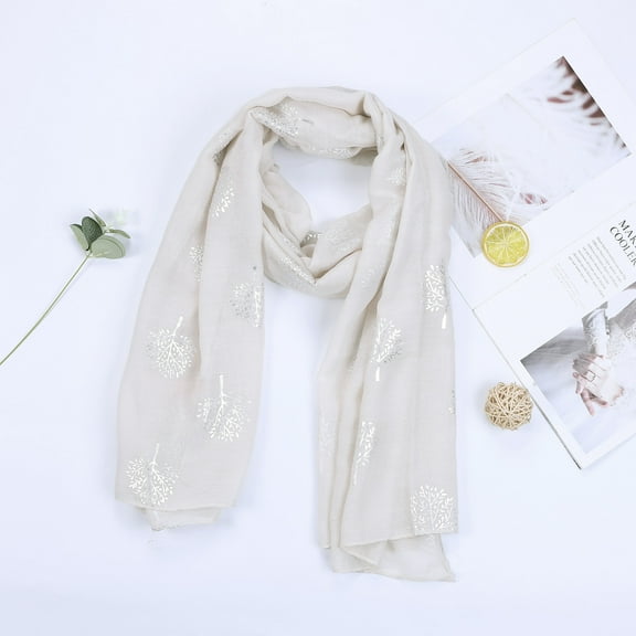 Duoif Warm Scarf for Women Winter Soft Women Ladies Leaves Fashion Scarves Wrap Ity Infin Shawl Scarf Travel Scarf for Women Beige