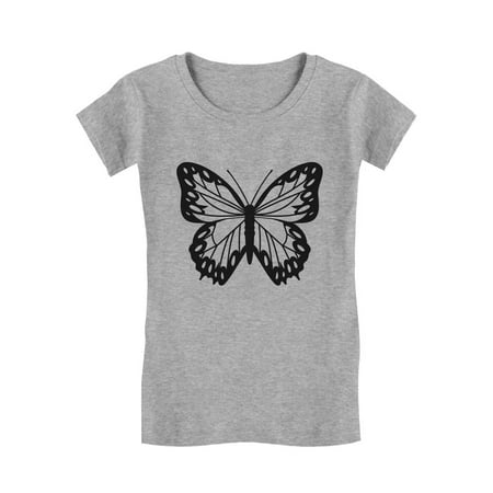 

Butterfly Graphic Shirt Girls Summer Toddler Kids Girls Fitted T-Shirt L (7-8) Gray