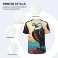 thumbnail image 3 of Rateoe Cartoon Iceberg Bald Eagle Pattern Men’s Baseball Short Sleeve Polo Shirt, Midweight Men's Shirt Golf Shirt Polo Shirts Quick Dry Short-XX-Large, 3 of 7