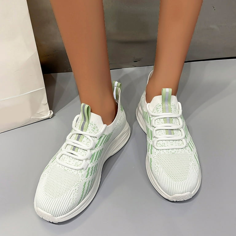 Ladies Fashion Colorblock Mesh Breathable Lace Up Flat Casual Lightweight Sneakers Mesh Sneakers Women Fashion Quilted Slip on Sneakers for Women