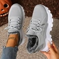 thumbnail image 2 of Pandaie Women's Platform Sneakers Warm Fleece Lined ​Tennis Shoes Comfortable Winter Outdoor ​Running Walking Shoes Grey 7.5, 2 of 8
