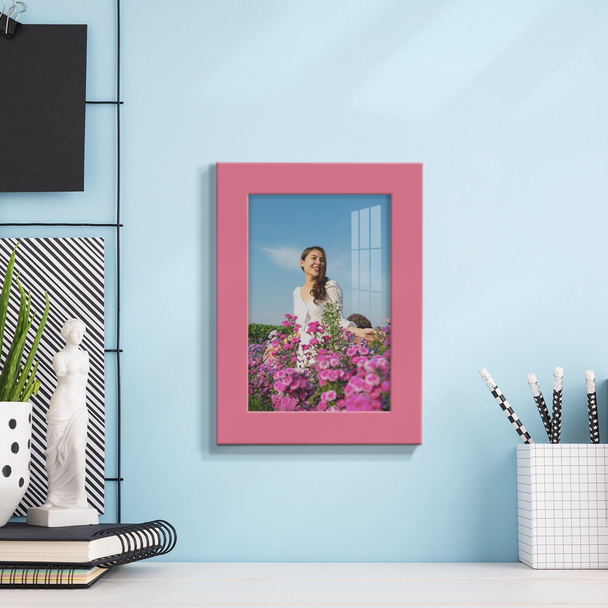 Modern Real Wood 5x7 inch Picture Frame in Hot Pink