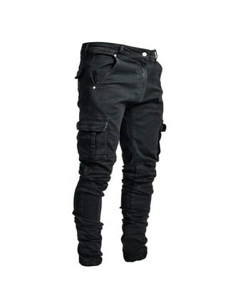 Cargo Pants for Men Side Pocket Trousers with Zipper Placket Skinny Jeans  Regular Fit Long Pants