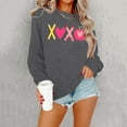 thumbnail image 5 of Valentine Day Sweatshirt for Women Love Heart Printed Pullover Sweatshirt Cute Long Sleeve Crew Neck Casual Tops Grey L, 5 of 6