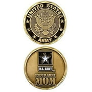 United States Military US Armed Forces Army Proud Mom - Good Luck Double Sided Collectible Challenge Pewter Coin