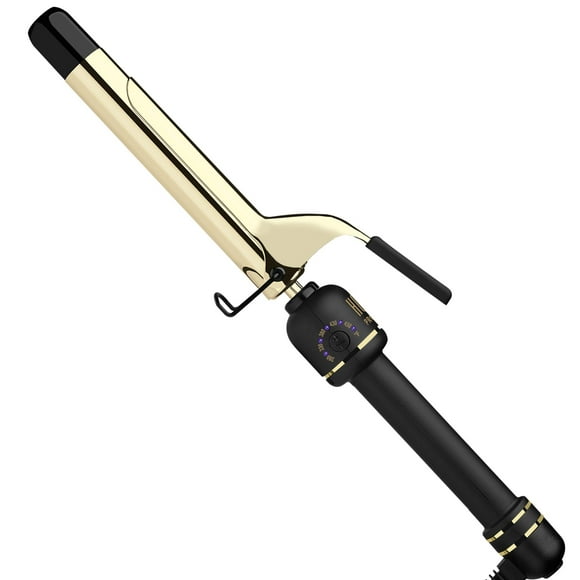 HOT TOOLS New and Improved 24K Gold Professional 1" Extended Barrel Curling Iron with Clamp for Bouncy Curls | 24K Gold Technology for Long-Lasting Results & Longer Barrel for Eas