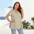 thumbnail image 5 of Womens Summer Blouses V Neck Loose Dressy Shirts Petal Short Sleeve Plus Size Tunic Tops, 5 of 7