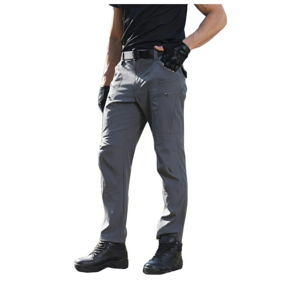 Pcksrro Cargo Pants for Men Multi Pockets Fleece Straight Leg Pants Outdoor Sports Pants Work Pants