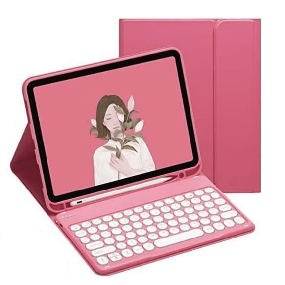 iPad 10th Generation Case with Keyboard, Detachable Wireless Keyboard Protective Cover with Stylus Slot, Slim Liquid Fabric Laptop Case for iPad 10th Gen 10.9 Inch, Pink