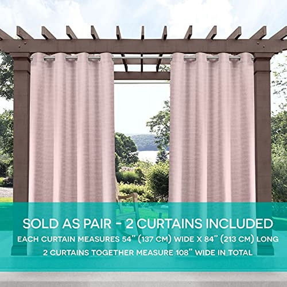 Exclusive Home Delano Heavyweight Textured Indoor/Outdoor Grommet Top Curtain Panel Pair, 54"x120", Blush