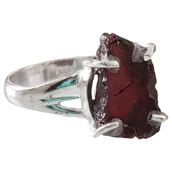 Natural Garnet Ring, Rough Garnet Gemstone Ring, January Birthstone, Boho Gypsy Ring, 925 Sterling Silver, Womens Ring, Christmas, Thanksgiving, Handmade, Statement Jewelry, Rough Gemstone Jewelry