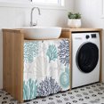 thumbnail image 3 of Teal Blue Grey Coastal Cabinet Curtain 35"Wx35"L,Dustproof Under Sink Skirt W/ Self Adhesive Tape,Summer Beach Coral Shell Starfish Cabinet Curtain Cover for Kitchen Sink,Bathroom Vanity,Laundry Room, 3 of 9