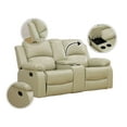 thumbnail image 2 of Beige Leather Recliner Loveseat Luxurious Seating with Leather Finish, Ergonomic Design, and Adjustable Backrest, Small Spaces/RVs, Home Theaters, Houses, and Offices., 2 of 6