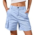 thumbnail image 3 of Womens Jean Shorts,Shorts For Women Cargo Shorts Knee Length 6 Pockets Elastic Waist Long Shorts For Summer Casual,Running Shorts for Women(Size:S), 3 of 6