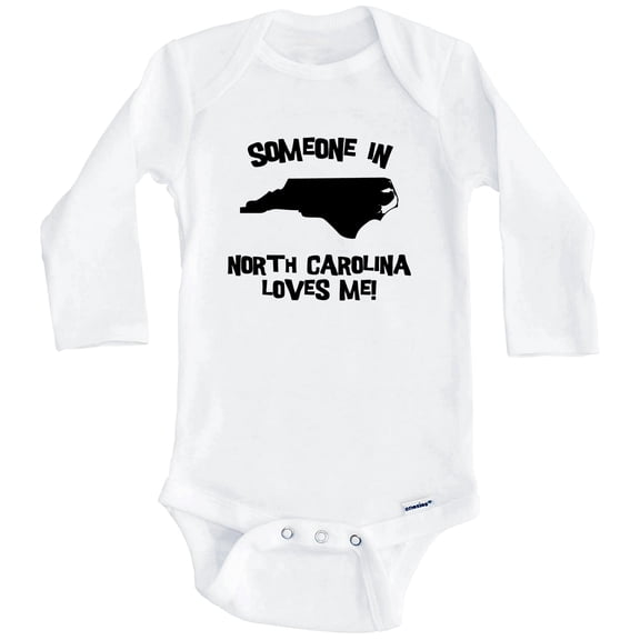 Someone In North Carolina Loves Me State Silhouette Cute One Piece Baby Bodysuit - One Piece Baby Bodysuit (Long Sleeve), 0-3 Months White