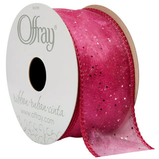 Offray Ribbon, Light Pink 1 1/2 inch Floral Satin Ribbon, 9 feet