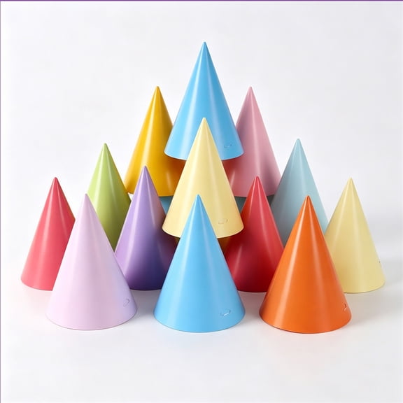HXRH 24Pcs Birthday Party Cone Hats 6.3 Inch Colorful Paper Hats with Elastic Cord Party Hats for Kids and Adults Parties Headwear Birthday Celebration