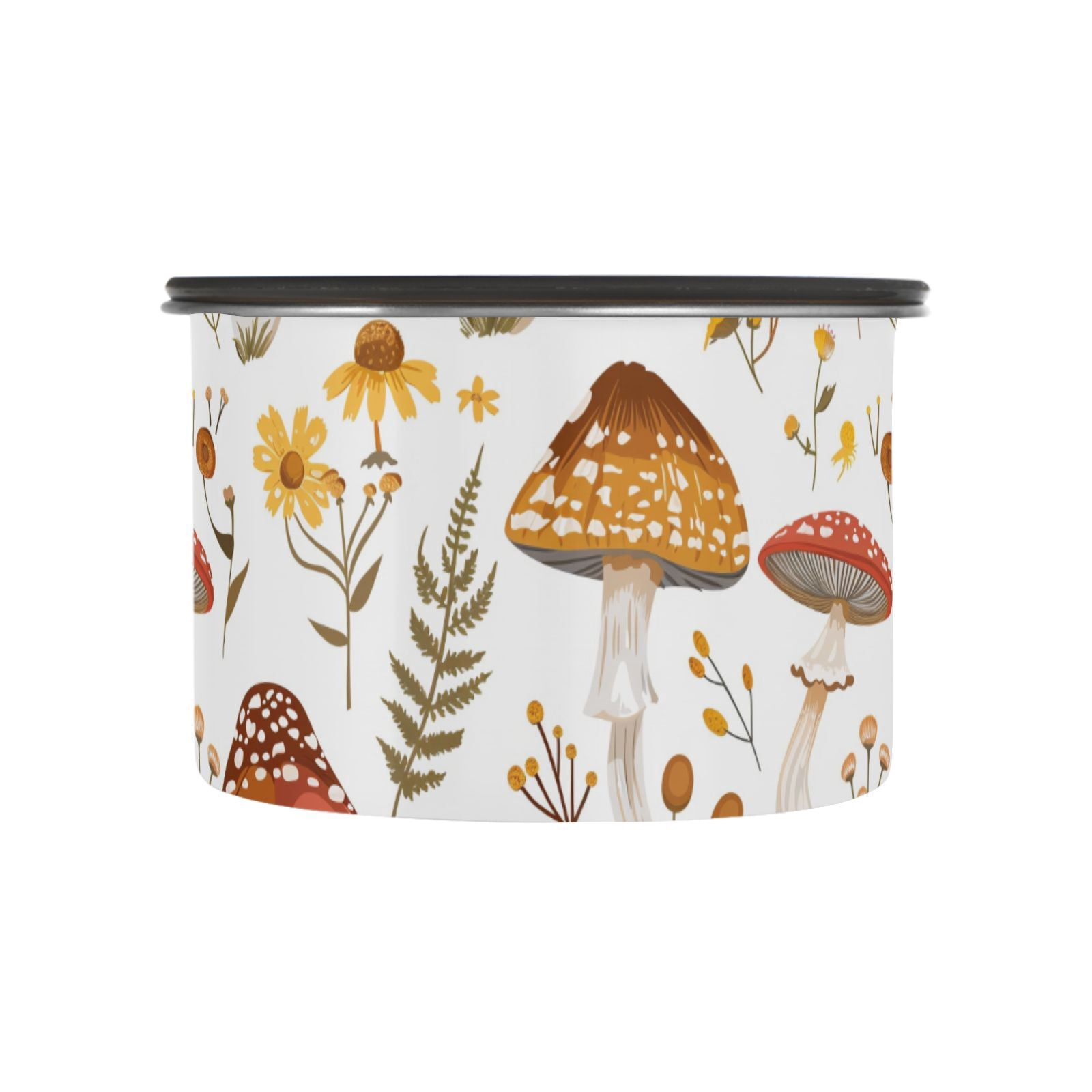 Mushroom Flower Airtight Coffee Bean Canister 30oz Food Storage Containers with Lids For Gournd, Tea, Sugar, Flour, Rice, Cereal, Candy Cookie Jar