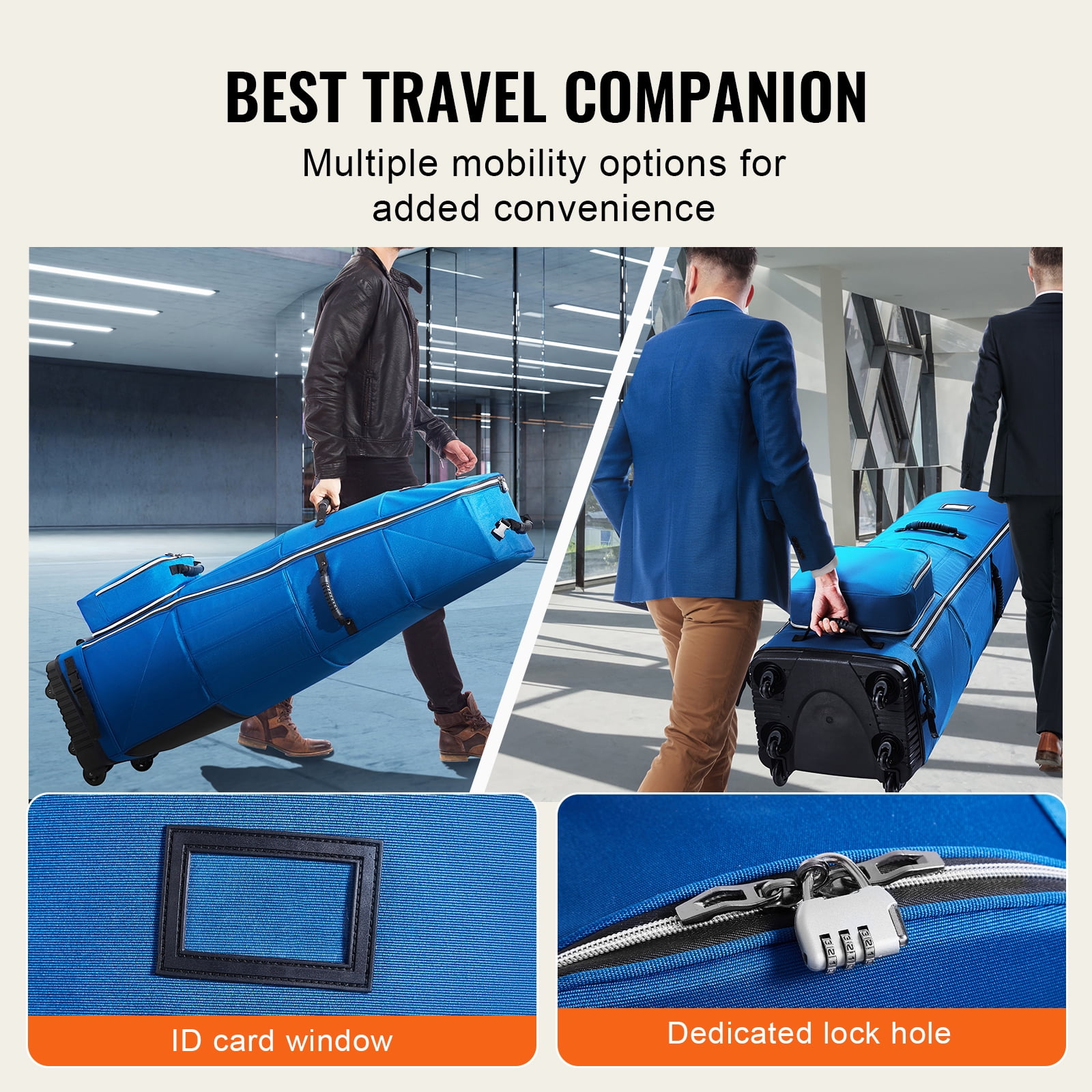 KFFKFF Golf Journey Case, Soft Exterior Golf Bag Cover, Durable 1200D Polyester Oxford Water-Resistant, Cushioned Wheeled Luggage for Clubs, Collapsible Carrier for Air Travel