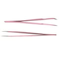thumbnail image 5 of 2X Steel Pink Btraight + Bend Tweezer For Eyelash YHtensions Nail Art Nippers WA, 5 of 6