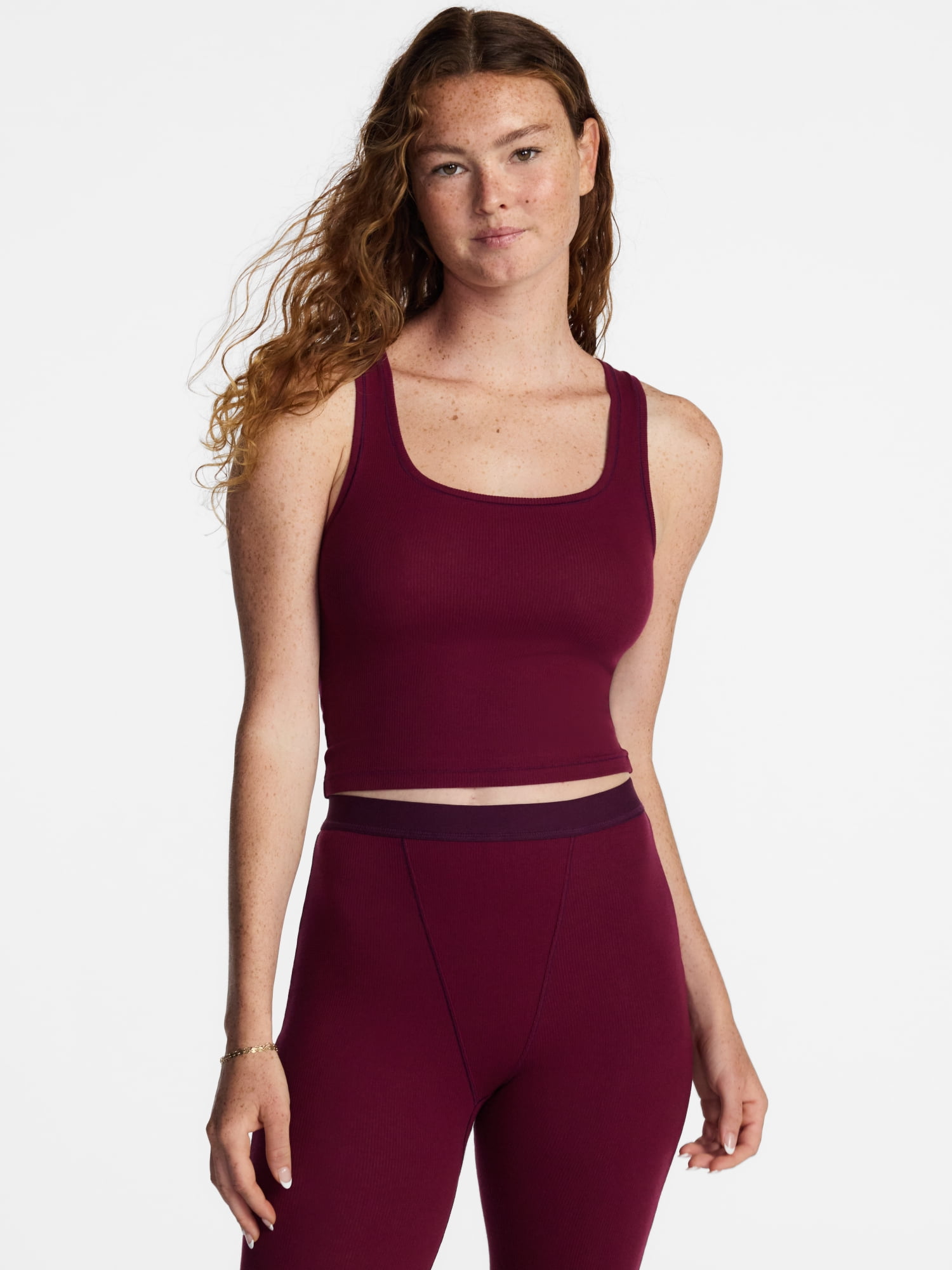 No Boundaries Cotton Stretch Ribbed Cropped Tank Top, Women's XS-XXXL