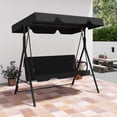thumbnail image 2 of Outdoor Patio Swing Chair with Adjustable Canopy, Outdoor Patio Glider Swing with Heavy Duty Stand for 3 Adult Persons, Ideal for Deck, Lawn, Backyard, or Porch, Black, 2 of 7