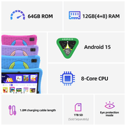 Plimpton 2026 Latest Kids Tablet, Android 15 Tablet for Kids 10.1 inch with 12(4+8)GB RAM 64GB Storage, 8-Core CPU, Parental Control, Kids Space, 6000mAh, WiFi, BT, PlimPad Kids20 - Pink