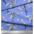 thumbnail image 3 of Soimoi Blue Rayon Fabric Floral & Paradise Whydah Bird Printed Craft Fabric by the Yard 42 Inch Wide, 3 of 3
