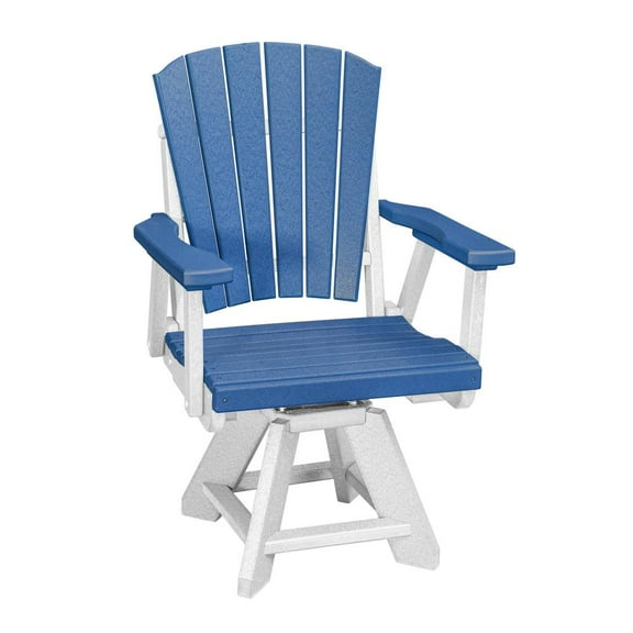 Dining Height Swivel Arm Chair in Blue/White