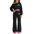 thumbnail image 2 of Kiijoy Girls' Outfits Off Shoulder Cropped Sweatshirt Wide Leg Sweatpants Set, Sizes 5-14, 2 of 3