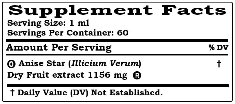Anise Star (Illicium Verum) Dry Fruit ALCOHOL-FREE Liquid Extract. Expertly Extracted by Trusted HawaiiPharm Brand. Absolutely Natural. Proudly made in USA. Glycerite 2 Fl.Oz