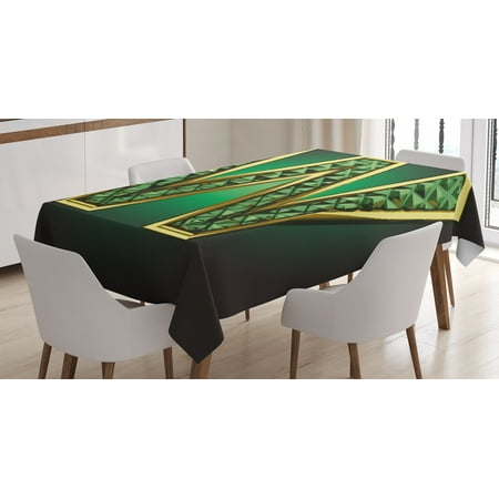 

Modern Tablecloth Golden Figure with Emerald Tones Alluring Color Letter Super Hero Icon Artsy Graphic Rectangular Table Cover for Dining Room Kitchen 60 X 90 Inches Jade Green by Ambesonne