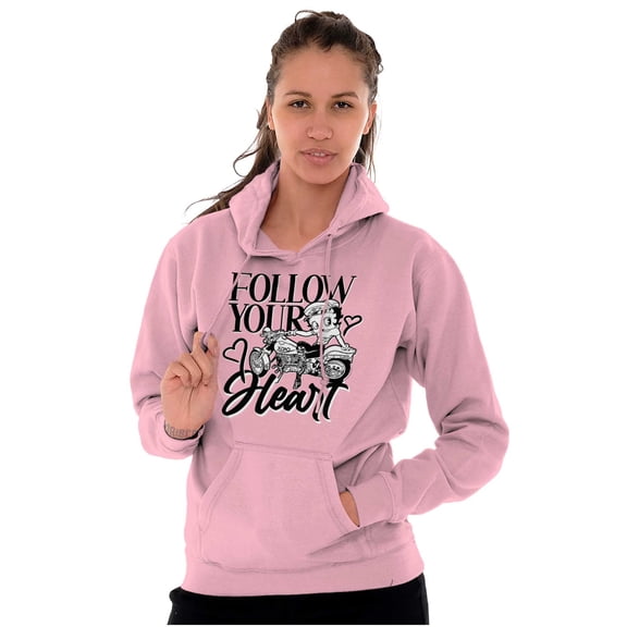 Biker Betty Boop Follow your Heart Hoodie Sweatshirt Women Brisco Brands S