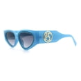 thumbnail image 6 of Womens Diva Narrow Triangular Thick Temple Plastic Fashion Sunglasses Blue Green - Smoke, 6 of 8