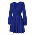 thumbnail image 3 of Women's Smart V-Neck A-Line Casual Party Dress (Wine Red, 2XL), 3 of 9