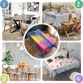 thumbnail image 5 of Colorful Striped Tie Dye Pattern Rectangle Tablecloth 60"x102",Waterproof Polyester Rectangle Table Cloth, Wipeable Spillproof Polyester Tablecloth for Dining, Camping, Indoor and Outdoor, 5 of 6