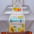 thumbnail image 4 of Table Runner Dresser Scarves 70 Inch Long, Farm Teal Truck Sunflower on Newspaper Linen Dining Table Runners Watercolor Floral Tabletop Scarf for Wedding Holiday Party Kitchen, 4 of 7
