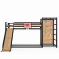 thumbnail image 2 of Bellemave Bunk Bed with Slide & Basketball Hoop, Twin over Twin Bunk Bed with Pull-up Rings and Climbing Wall, Metal Twin Size Loft Bed with Bookcase and Play Space, Yellow, 2 of 8