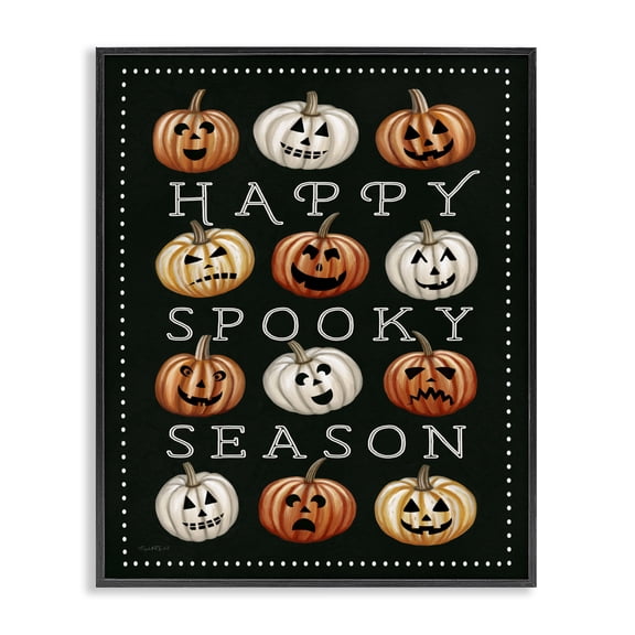 Stupell Industries Contemporary Happy Spooky Season Pumpkins Black Framed Giclee Art, 11 x 14, by Elizabeth Tyndall