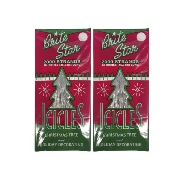 Brite Star 2000 Hebras Carámbanos De 18 Pulgadas Plateados (Juego De 2)