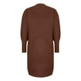 thumbnail image 4 of Sakmal Casual Cardigan Sweaters Womens Knitted Open Front Duster Plus Size Cardigan Brown Long Sweater Top with Pockets, 4 of 7