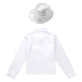 thumbnail image 4 of TiaoBug Kids Boys Shiny Sequins Long Sleeve Shirt Jazz Latin Street Dance Disco Party Top with Hat White 11-12, 4 of 7