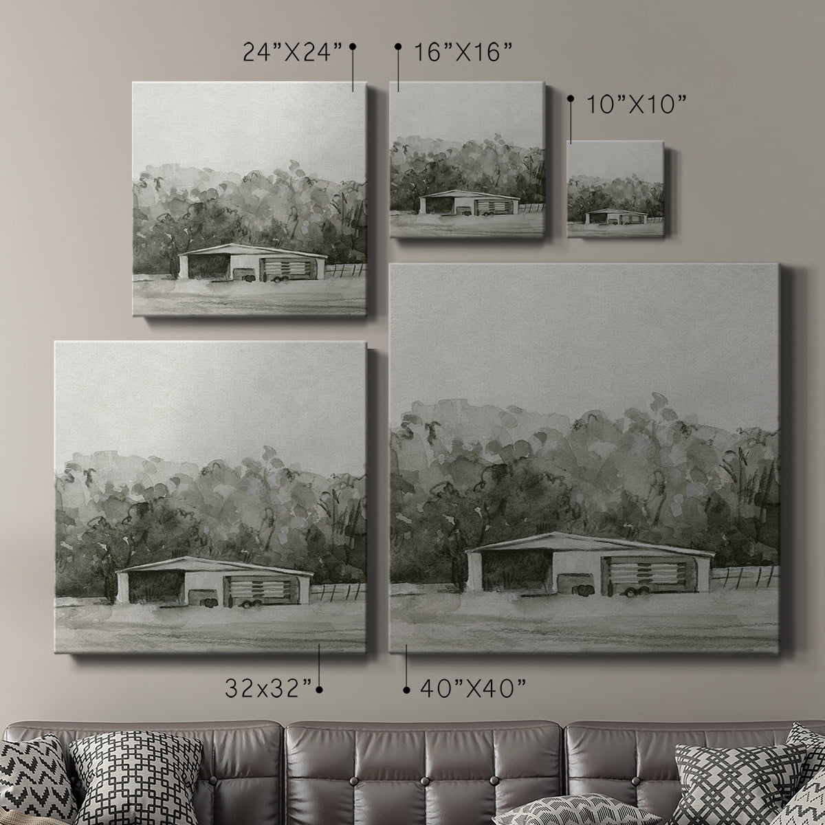Wexford Home Solemn Barn Sketch II-Premium Gallery Wrapped Canvas, 24" x 24" - Ready to Hang
