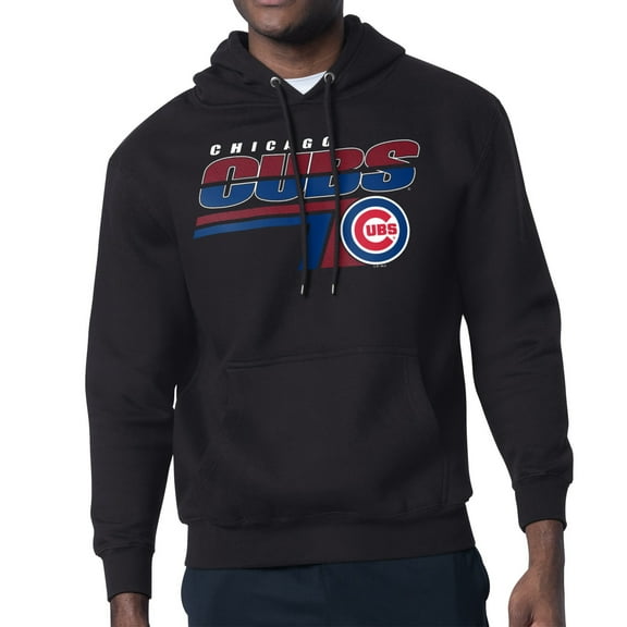 Men's Starter Black Chicago Cubs Logo Push Graphic Hoodie